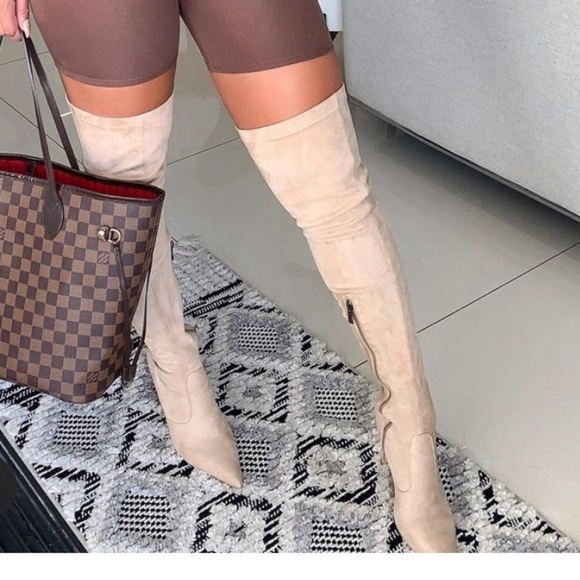 Knee-high pointed toe heels red boots - Picture 4 of 4